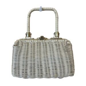 Vintage White Wicker Top Handle Bag